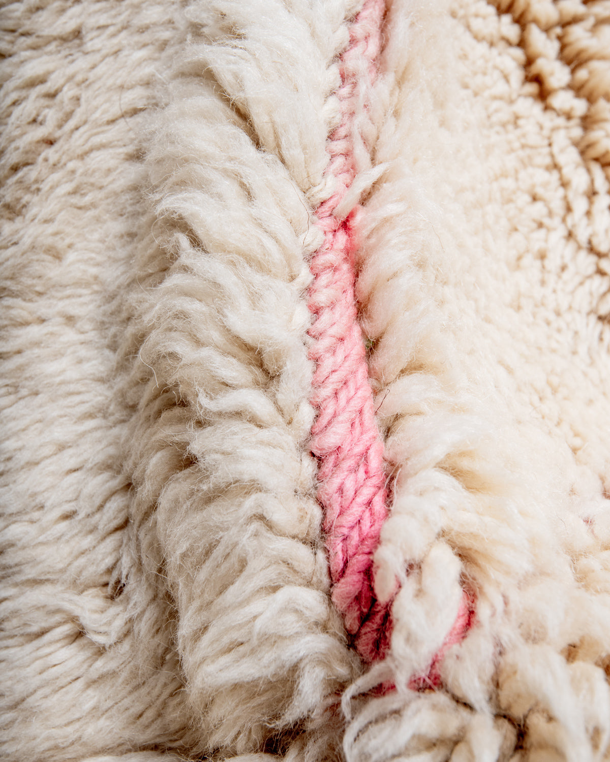 Modern, designer, handcrafted 100% sheep’s wool Berber rug from Morocco. Beni M’rirt carpet with beautiful colours and patterns and fluffy wool texture.